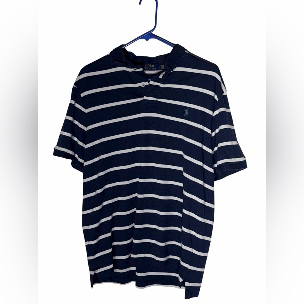 Polo Ralph Lauren Men’s Large Navy White Striped Short Sleeve Shirt